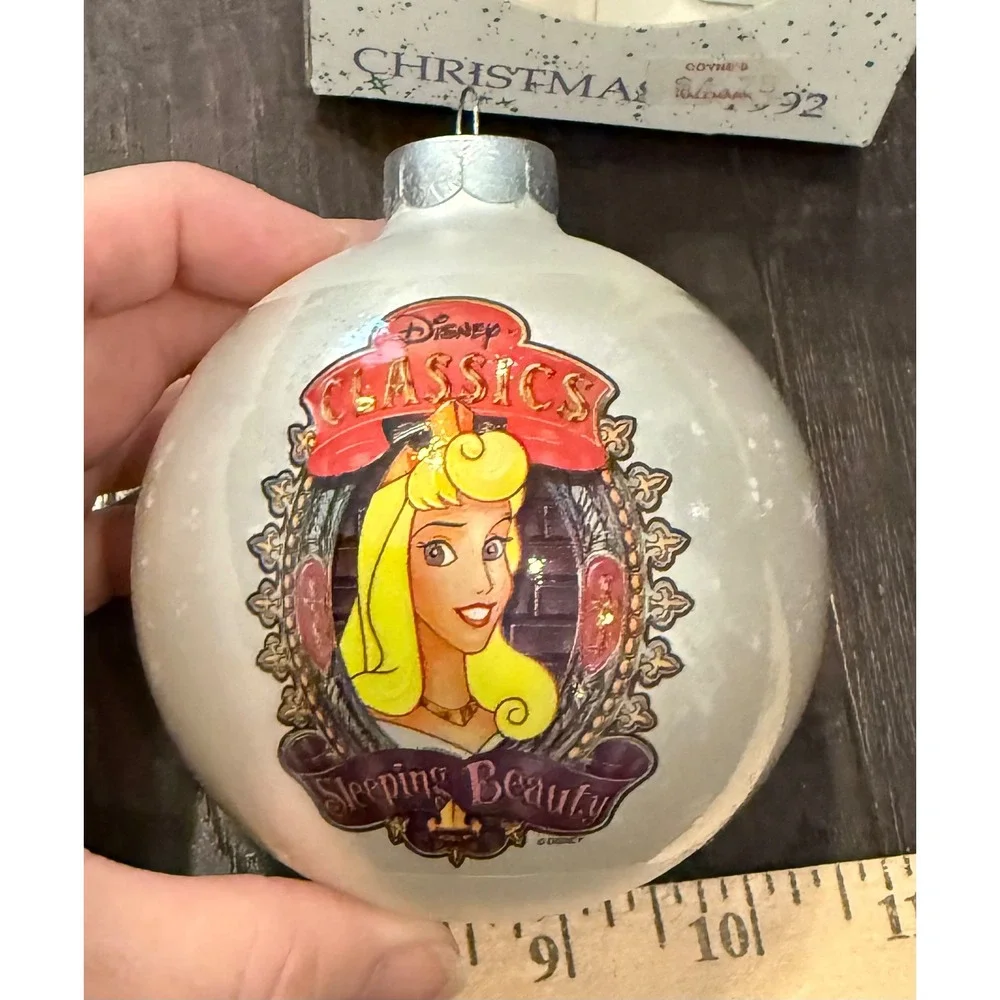 Disney & Schmid Glass Ball Christmas Ornament Sleeping Beauty Vintage 1992